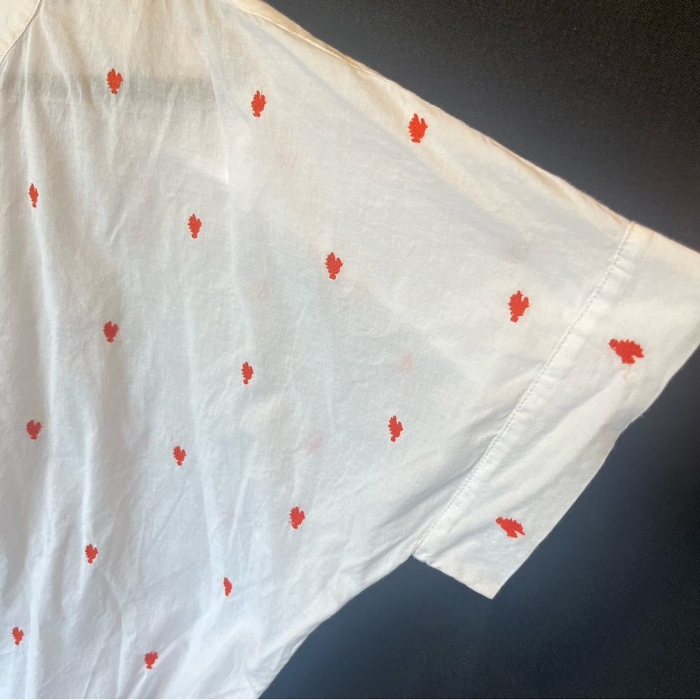 Ann Taylor Loft Rooster blouse M White Relaxed Popover Lightweight cotton top - Picture 8 of 8